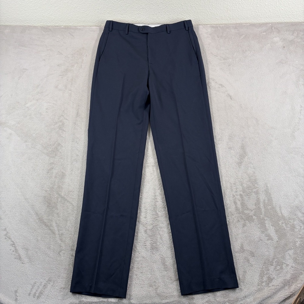 Zanella Dress Flat Front Todd‎ Italy Trousers Pants in Navy Wool Men 33x36